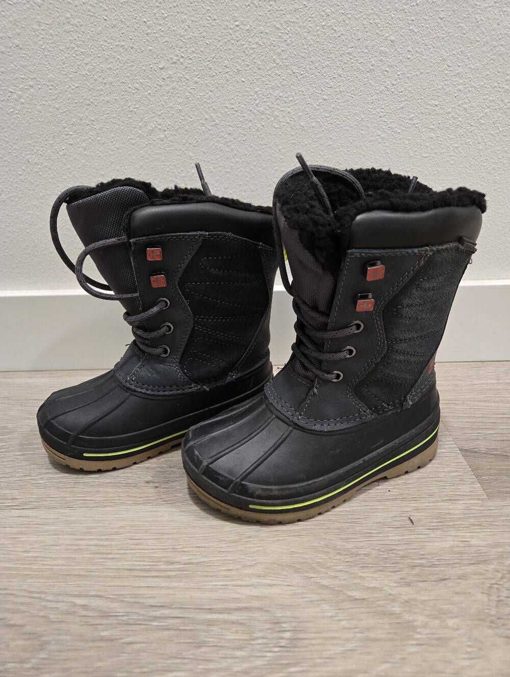 Kids Black and Tan Winter Boots - SwissTech Style